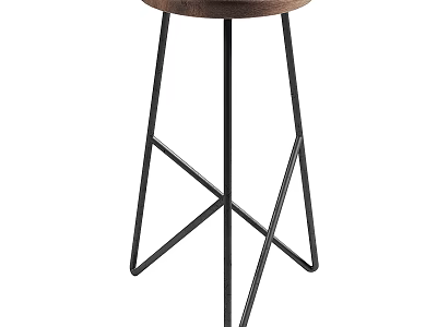 Modern Minimalist Bar Stool With Wooden Seat And Crossed Black Metal Legs 3d model