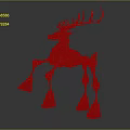 Red Mechanical Deer Character With Robotic Antlers And Green Leg Components