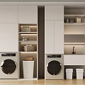 Modern White Bathroom Cabinet Shelf with Washing Machines Storage Baskets and Shelves