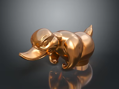 Elegant Golden Duck Shaped Decorative Furniture With Shiny Metal Surface 3d model