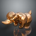 Elegant Golden Duck Shaped Decorative Furniture With Shiny Metal Surface