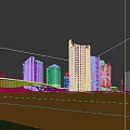 Modern High Rise Office Building With Glass Curtain Wall Green Lawn Pedestrians And Urban Landscape