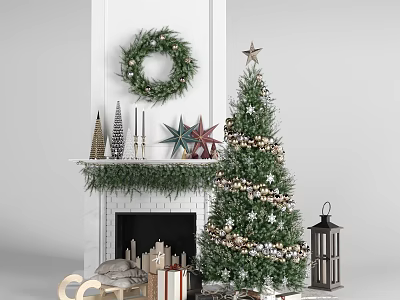 Christmas tree Christmas wreath gift box tree 3d model