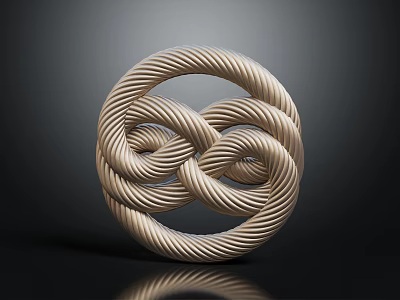 Modern Golden Intertwined Rope Knot Circular Decorative Furniture Piece With Textured Finish 3d model