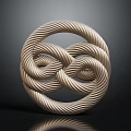 Modern Golden Intertwined Rope Knot Circular Decorative Furniture Piece With Textured Finish