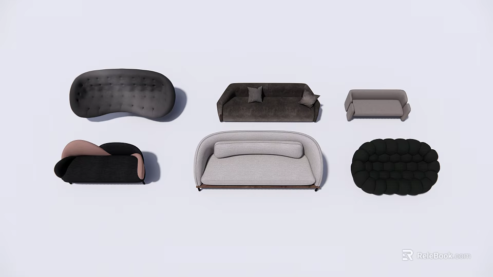 Modern Multi-person Sofa with Various Styles Colors and Comfortable Cushions 3d model