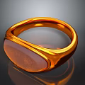 Golden Ring With Oval Orange Smooth Stone For Daily Accessory 3d model