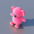 Cute Pink Koala Doll with Big Ears and Black Nose Sitting on Gray Surface