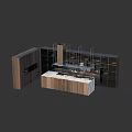 Modern Kitchen Cabinets With Marble Countertop And Wooden Island Interior Design