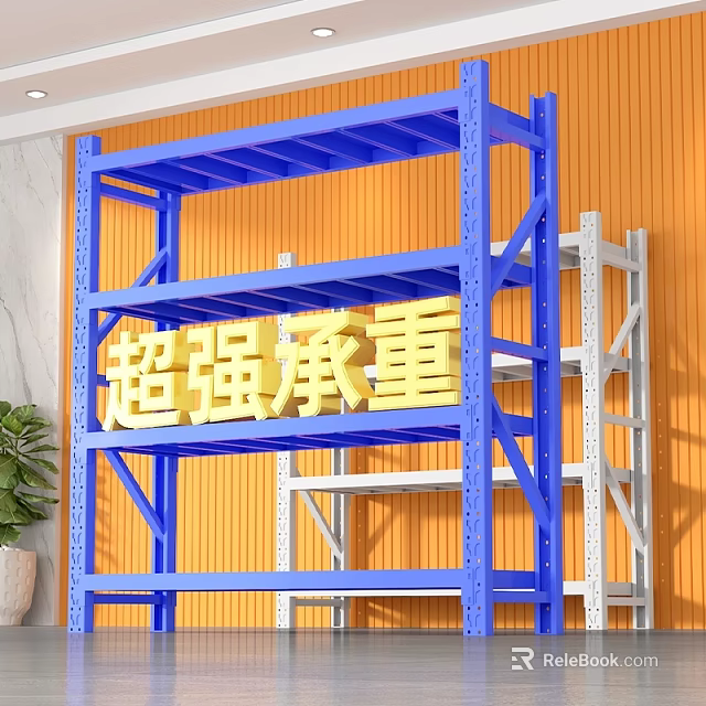 Blue And White Metal Storage Shelving Unit With Heavy Duty Load Capacity 3d model 