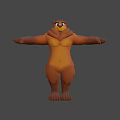 Cartoon Brown Bear Game and Movie Character 3D Model With Cheerful Expression Arms Outstretched