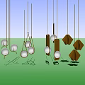 Modern Chandeliers With Metal Frames Geometric Shapes And Spherical Balls 3d model