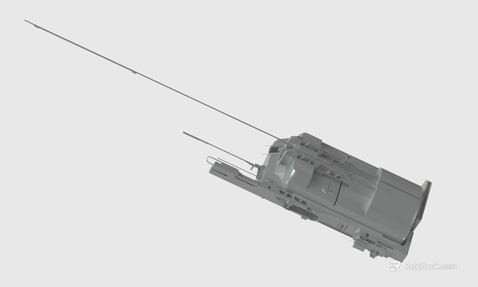 Gray Military Vehicle Model With Long Antenna And Detailed Structural Components 3d model 