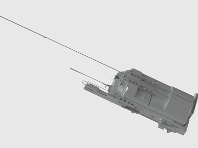 Gray Military Vehicle Model With Long Antenna And Detailed Structural Components 3d model
