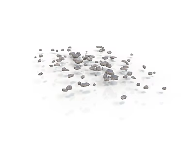 Wood Stone Materials Presentation Featuring Scattered Small Gray Stone Pieces On White Surface 3d model