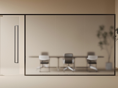 Office glass partition glass door 3d model