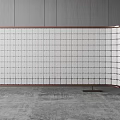 Brown Frame White Grid L Shaped Curved Interior Room Divider Partition Design 3d model