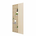 Wooden Shelf Unit With Multiple Compartments For Potted Plants And Books