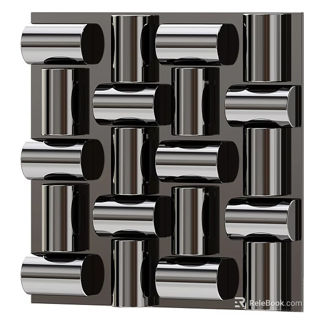 Modern Elegant Metal Cylindrical Wall Decor With Geometric Stacked Design 3d model