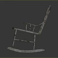 Vintage White Distressed Wooden Rocking Armchair With Rustic Armrests And Rocking Base