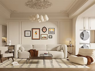 Cream wind living room 3d model