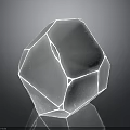 Transparent Crystal Like Geometric Polyhedron With Smooth Facets And Reflective Base