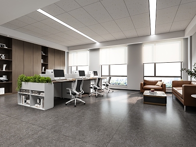 Multi-person public office space 3d model