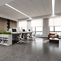 Multi-person public office space 3d model