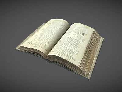 Open Old Book With Yellowed Pages And Vintage Text Illustrations On 3d model