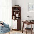 Modern Wooden White Bookcase With Shelves Books Camera And Decorative Items In Home Office