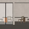 Glass Sliding Doors With Black Frame In Modern Minimalist Dining Interior