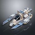 Futuristic Sci-Fi Spaceship 3D Model With Metallic Texture And Sharp Engines