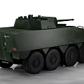 Green Military Wheeled Tank Armored Vehicle With Modern Turret Design