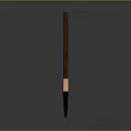 Household Cleaning Brush With Wooden Handle Copper Ferrule And Black Bristle Head