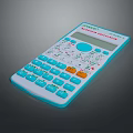 Blue And White Scientific Calculator With Clear Display Screen And Numeric Buttons