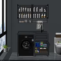 Modern Bathroom Cabinet with Countertop Washing Machine Wall Mounted Shelves Toiletries and Towel