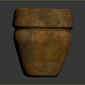 Terracotta Clay Pot With Cracked Surface And Intricate Carved Patterns