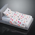 Modern Bedroom Furniture Bed with Gray Headboard Colorful Patterned Quilt and Matching Pillows