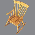 Traditional Wooden Rocking Chair With Carved Details And Comfortable Seat Armrests