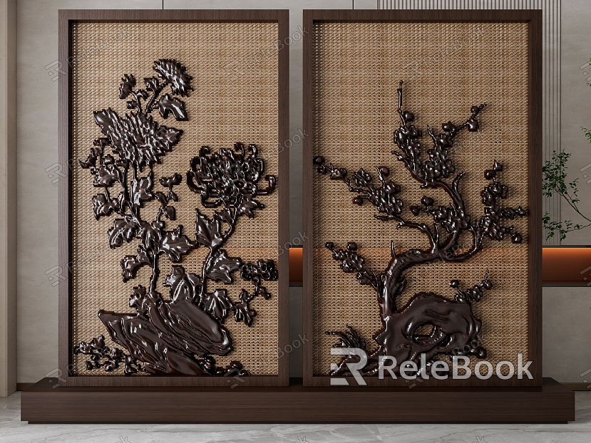 Carved screen partition model