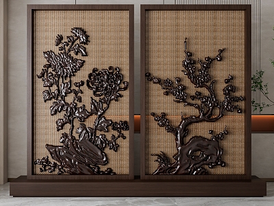 Carved screen partition model