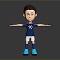 Cartoon Football Player in Blue Jersey with Number 10 White Shorts and Arms Outstretched