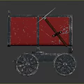 Vintage Red Mining Cart With Black Metal Wheels And Retro Industrial Design