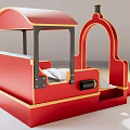 Red Children's Train Shaped Bed With Slide For Kids Bedroom Playful Design