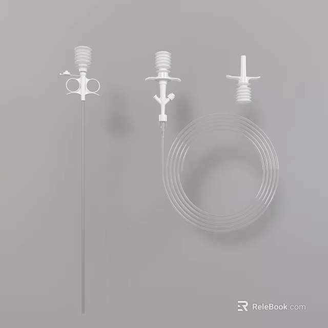 Essential Medical Devices Featuring Upright Knobbed Components And Transparent Hose Coil 3d model 