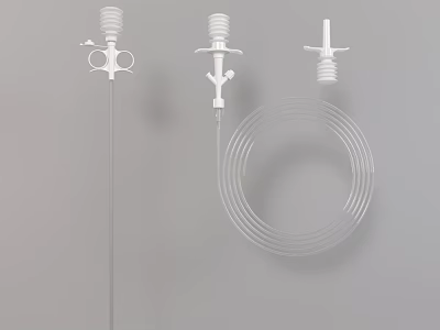 Essential Medical Devices Featuring Upright Knobbed Components And Transparent Hose Coil 3d model
