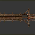 Ancient Wooden Catapult Siege Weapon With Ladder Wheels And Hanging Hook