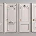 White Swing Doors With Various Decorative Patterns And Gold Handles 3d model