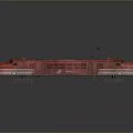 Red RENFE Vintage Train Model with Rusty Body and White Stripes 3d model