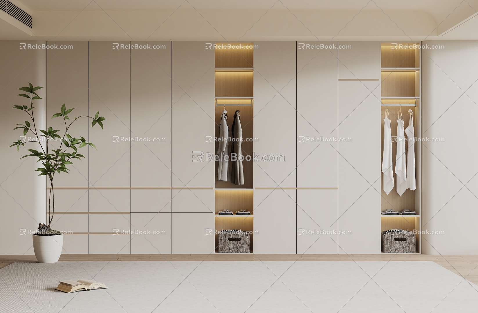 Modern Cream Style Wardrobe Bedroom Wardrobe Children's Room Wardrobe Finished Wardrobe 3d model